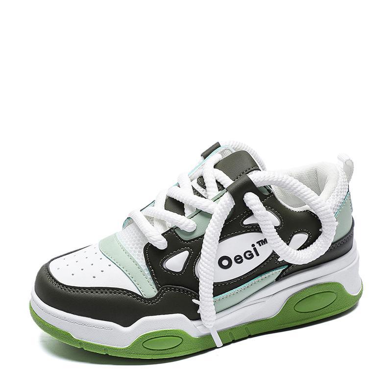 Mode Damen Casual Skateboard Schuhe Dicksohlige Klobige Sneaker Paar Atmungsaktiv Schnürschuhe Vulkanisierte Schuhe Damen Plateau-Sneaker
