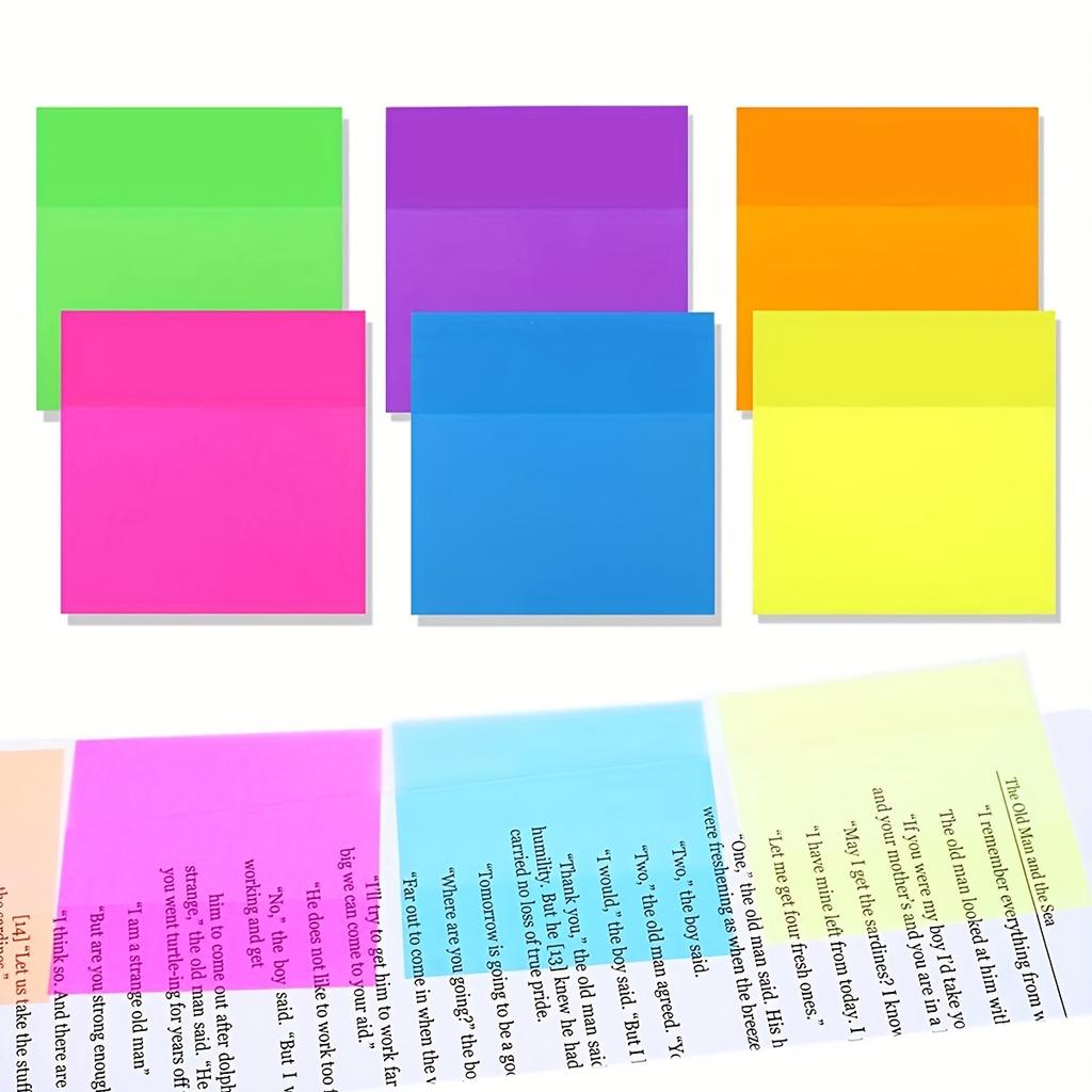 6 Pads Transparent Sticky Note,300 Pcs 3x3in,Suitable For Annotation Books,Page Markers,Index,Aesthetic School Study Supplies