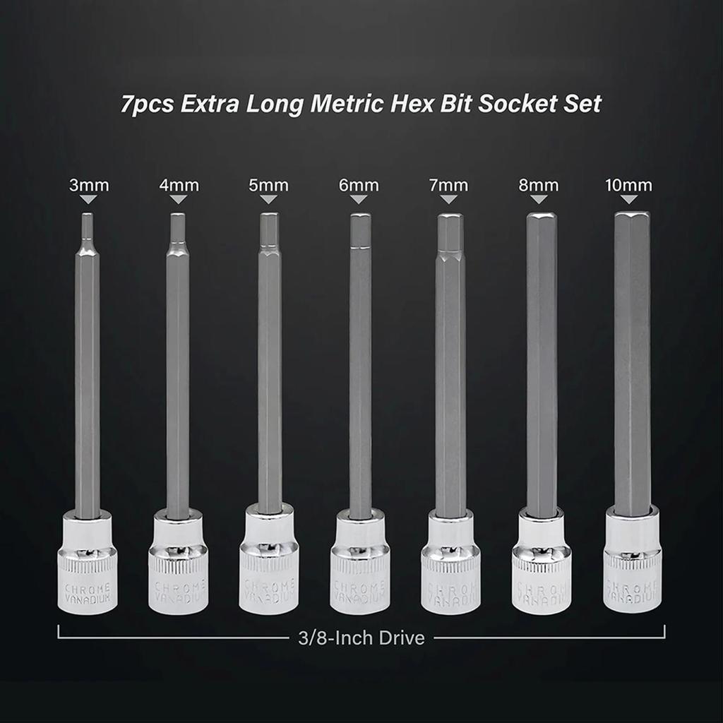 7 Pieces Hex Bit Socket Set 3-10mm Drive Hand Tools Portable Hexagonal Sleeve H3 H4 H5 H6 H7 H8