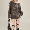Y2k Gothic Grunge Dark Hollow Out T Shirt Frauen Harajuku Hollow Out Off Shoulder Sexy Tees Herbst Punk Letter Print Tops
