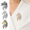 Horse Head Brooch Retro Rhinestone Pin Women Men Zinc Alloy