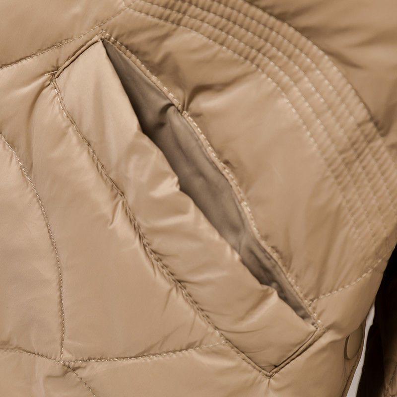 Korean Split Diamond Pattern Short Down Jacket with Stand-Up Collar