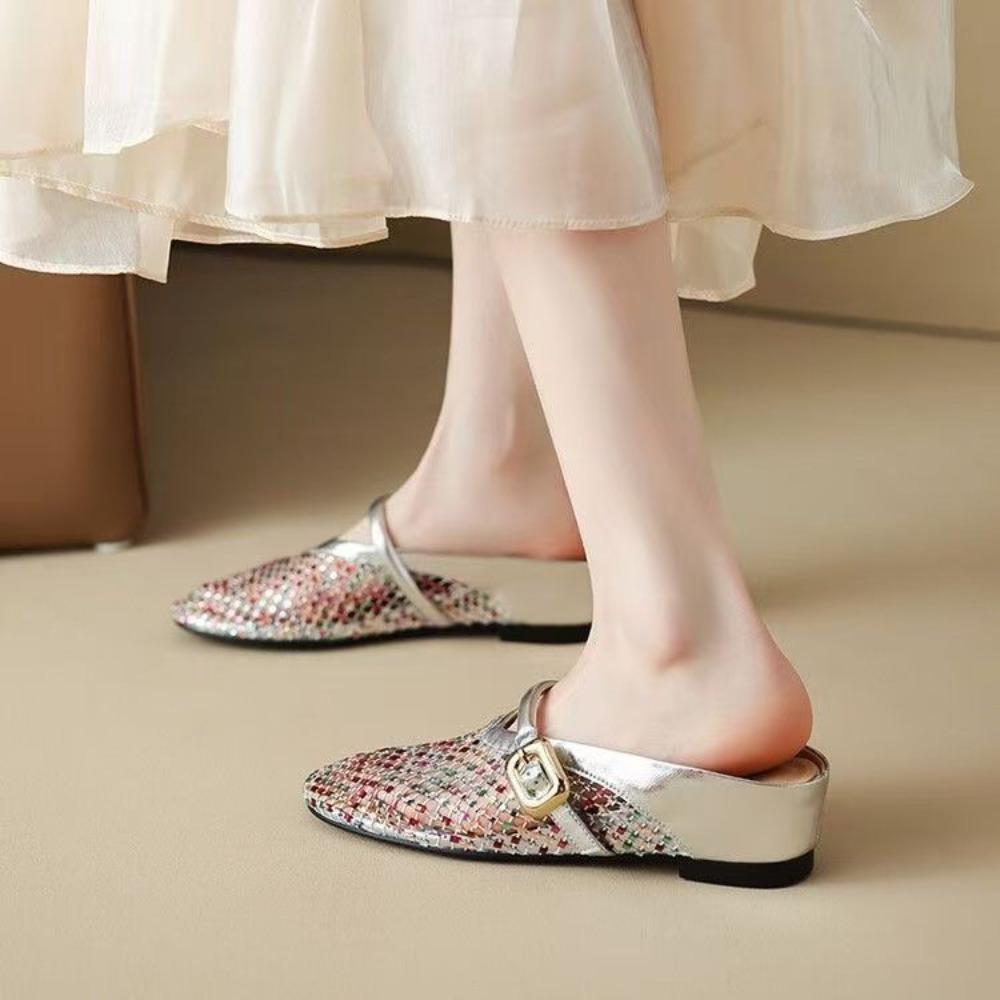 Fashion Women Slippers Summer 2025 New Luxury Brand Slippers Lightweight Round Head Shoes Water Diamond Large Flat Sandals Slides Women