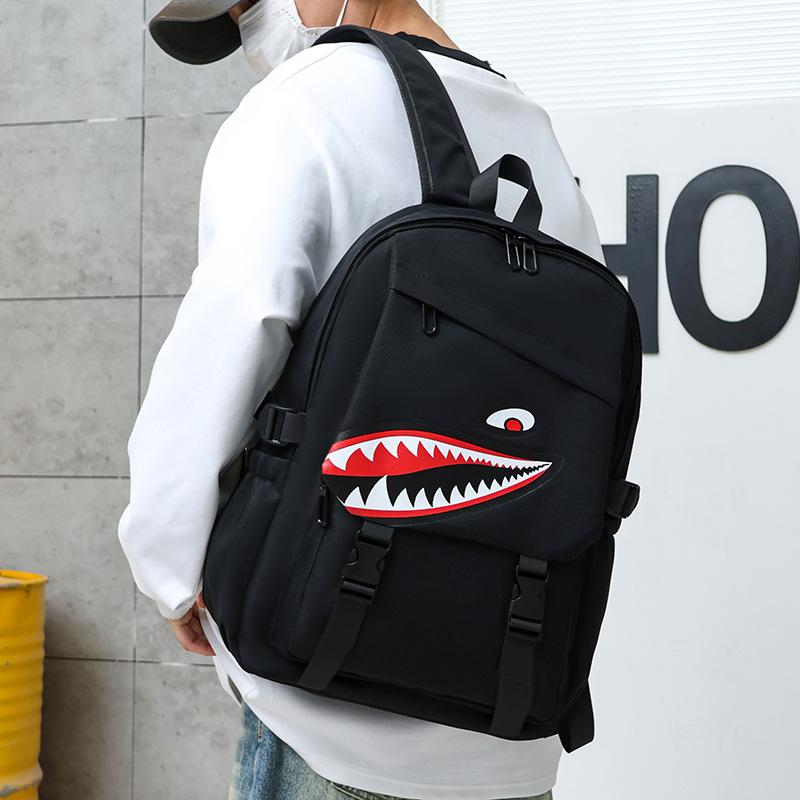 Personalized Graffiti Shark Backpack Korean Version of Male and Female Students Schoolbag Large Capacity Casual Versatile Sports Backpack