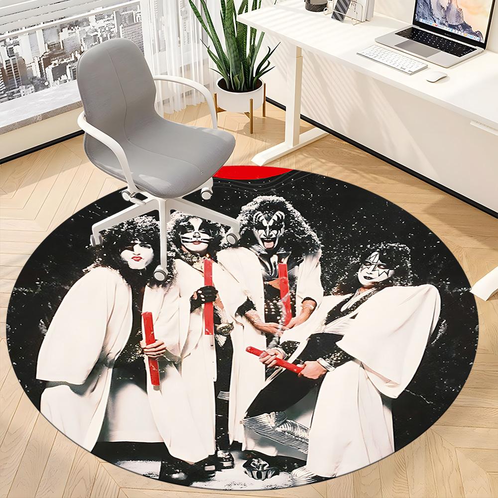 1pc KISS Band Office Round Area Rug, Under Office Chairs Bedroom Living Room Home Decor, Room Decoa1016300