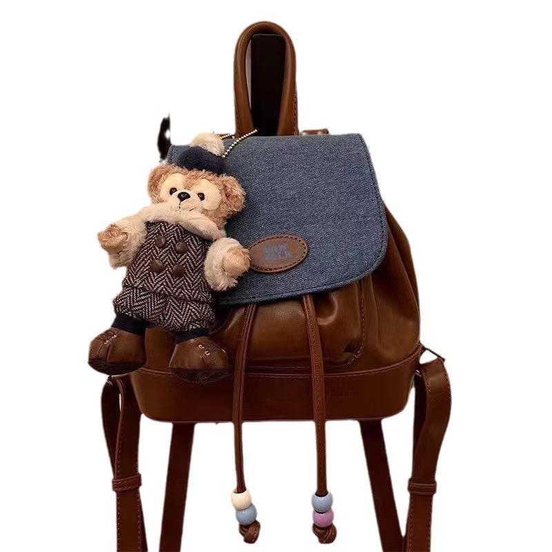 Go Out Bag Female Ancient Cute Denim Girl Backpack Student Commuter Small Backpack Niche Schoolbag
