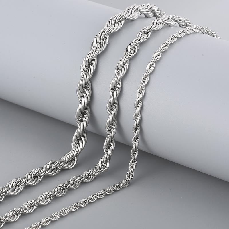 KALEN 4/6/8mm Fashion Men's Women's Simple Stainless Steel Necklace Thick Twisted Chain Jewelry DIY Accessories Gift
