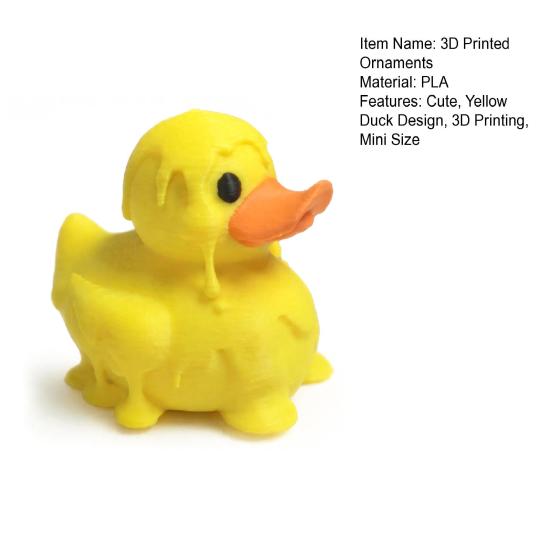 3D Printed Melting Yellow Duck Figurine Cute Funny Desktop Decor Bright Yellow Mini