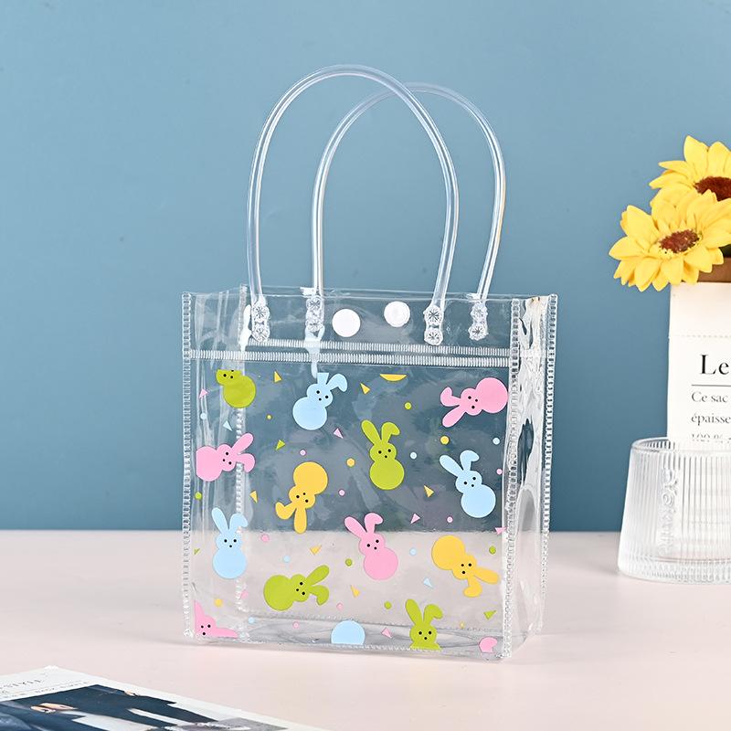 5pcs Strawberry Clear Gift Bags Cute Fruit Party Favor Bags with Handles Shopping Bag Red Heart Strawberry Bags Treat Tote Bags Gift Wrap Bags Handbag