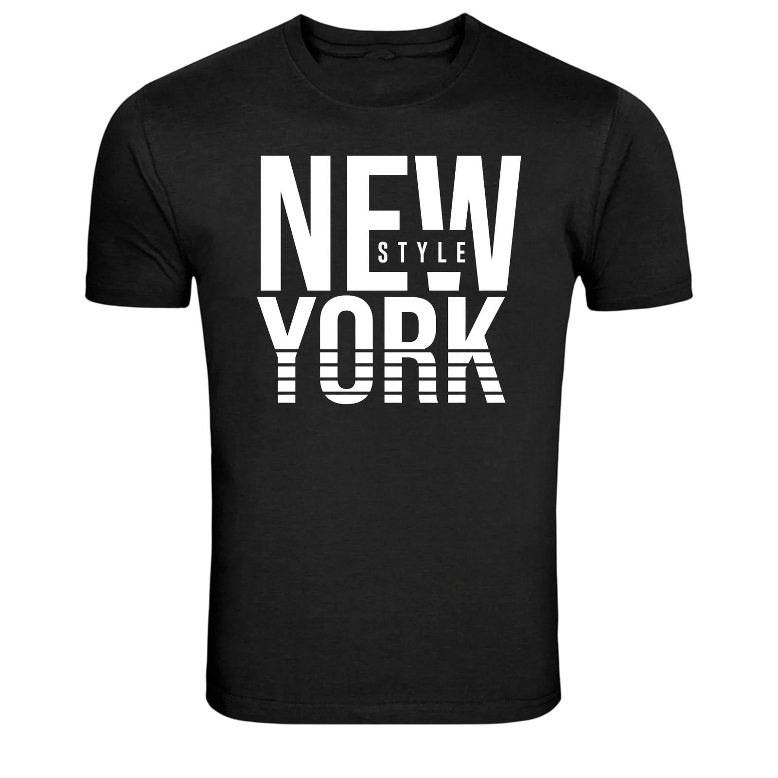 New York Style Typography Graphic T-Shirt L