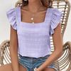 Solid Color Casual Blouses for Women Fashion Summer Fashion Women's Shirts Elegant Sweet Loose Ruffles Sleeve Female Tops