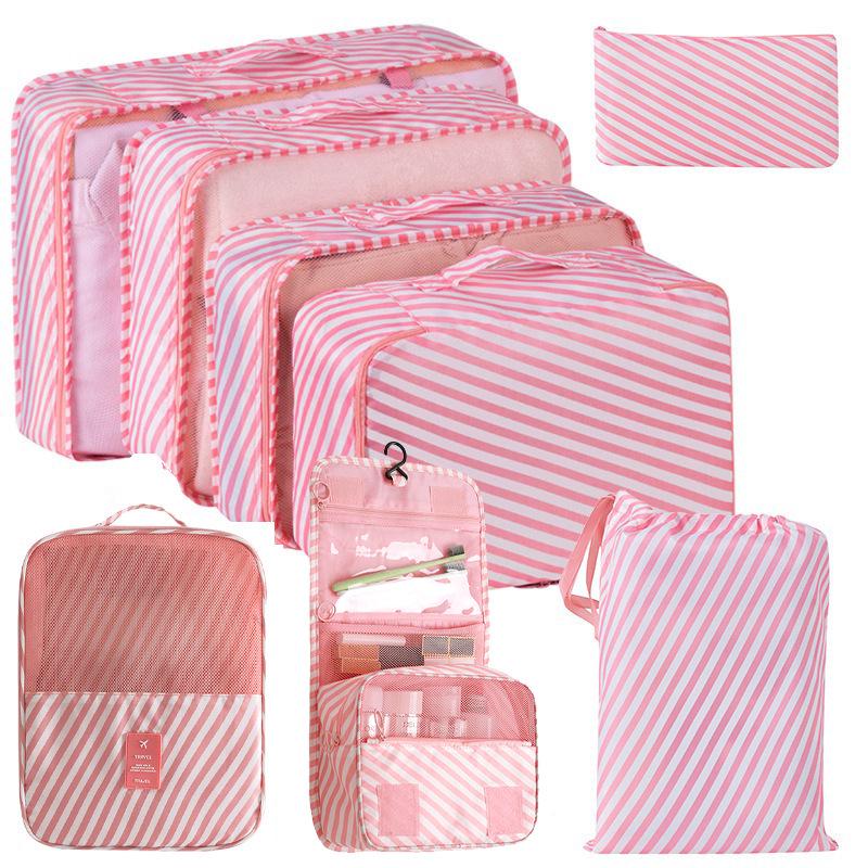 Eight-Piece Waterproof Travel Storage Bag Set for Business Trips - Large Capacity