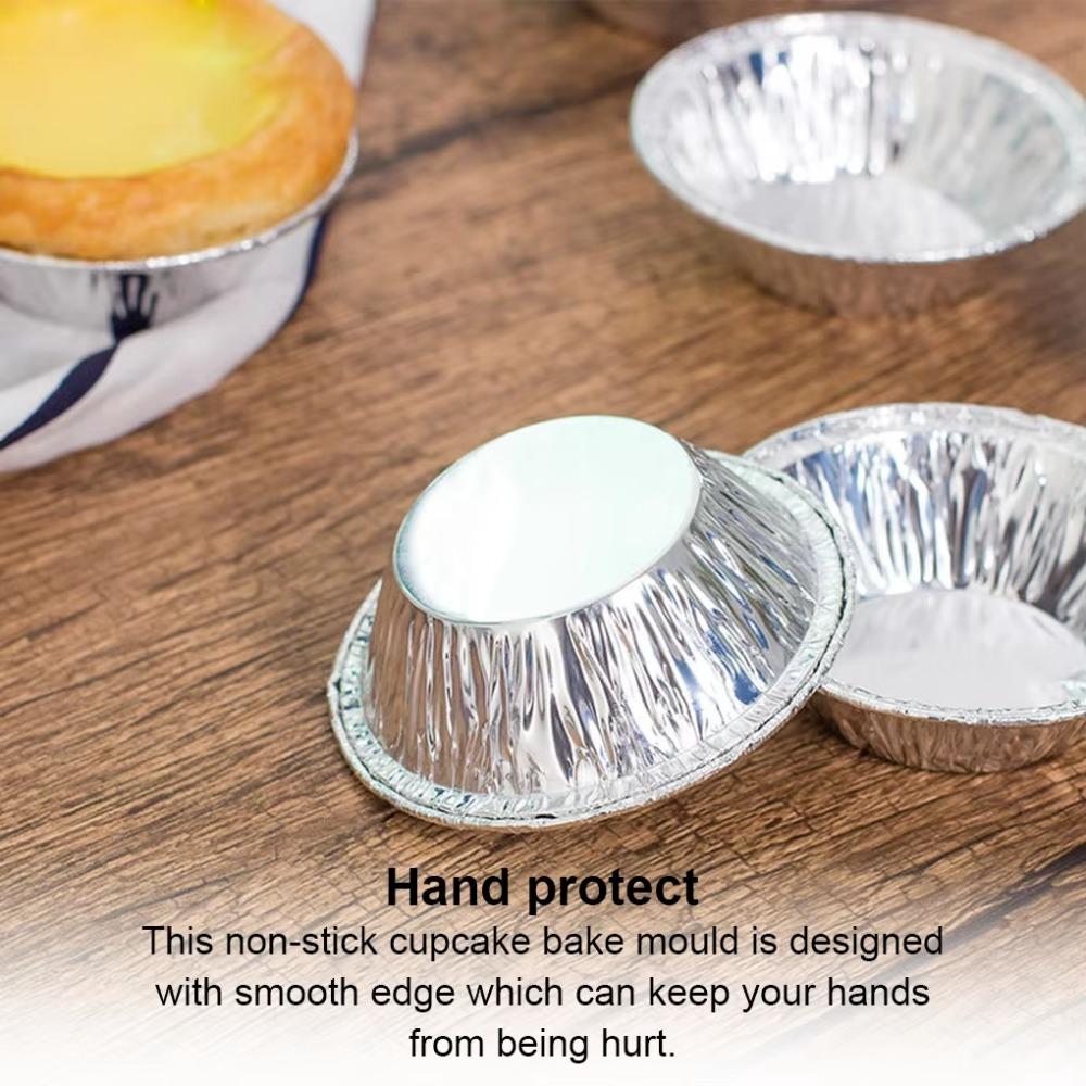 100Pcs Aluminum Foil Tart Pan Round Pie Tin Cake Mold Bake Plate Egg Tart Mould  Kitchen