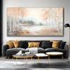 Birch Lined Lake Canvas Wall Art Painting, Frameless Canvas Wall Art Picture Living Room Printing Art Office Home Decortion