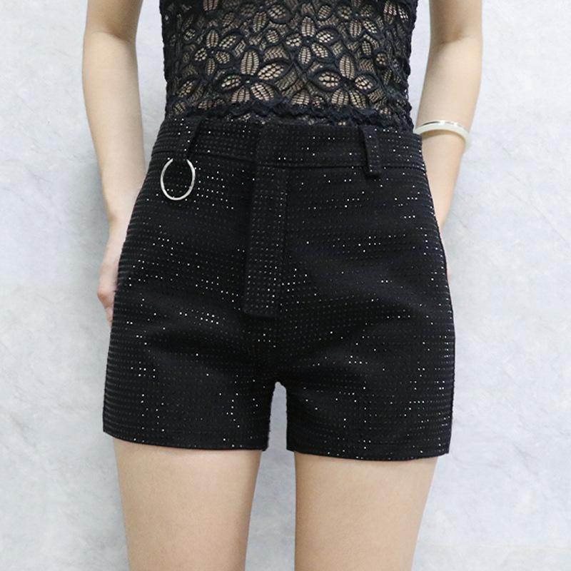 Dámské šortky s vysokým pasem, slim fit, v korejském stylu, s kosočtvercovým vzorem, v dopaminových barvách