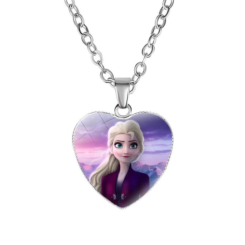 Collana Principessa Disney Frozen Bambini Anime Figure Principessa Elsa Anna Ciondolo Amore Gioielli Accessori Regalo Compleanno Bambini