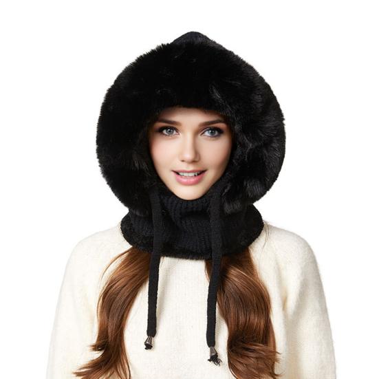 Outdoor Headgear 3 in 1 Hat Scarf Detachable Face Guard Set Adjustable Face Fit Windproof Warm Knit Fleece Cold Weather Hat