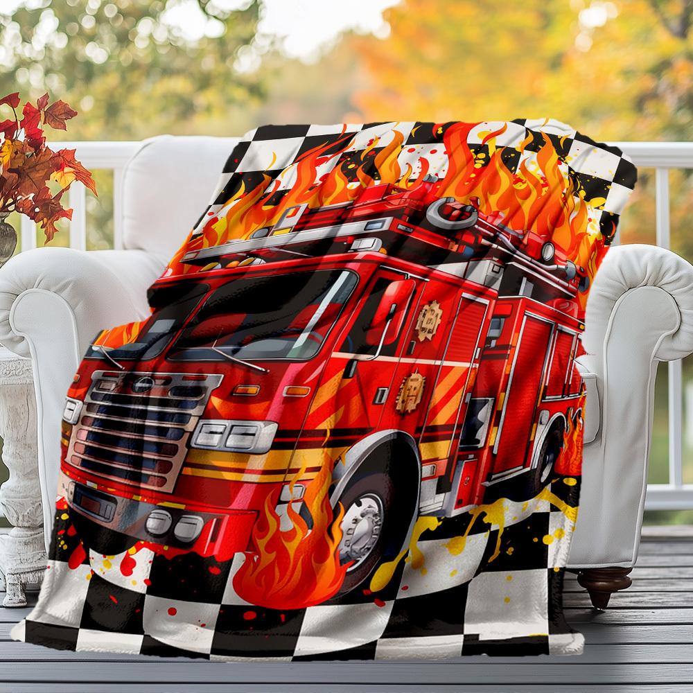 Firetruck Flames Outdoor Flannel Blankets, Travel, Home Blankets, Suitable for All Seasons,Christmas Gifts. R1127234