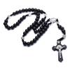 Car Ornament Handmade Rosary Necklace Wood Crucifix Pendant Chain Wood Beads Necklace  Church