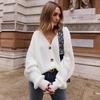 European & American Autumn/Winter Women's V-Neck Lantern Sleeve Button Knit Cardigan