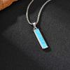Moderne Retro Geometrische Naturstein Anhänger Halskette, Blaustein Edelstahl Halskette, Minimalistischer Vintage Schmuck für Männer
