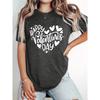 European Size Women's Valentine's Day Short Sleeve T-Shirt - Happy Valentine's Day Heart & "HAPPY VALENTINE's DAY" Lettering Print