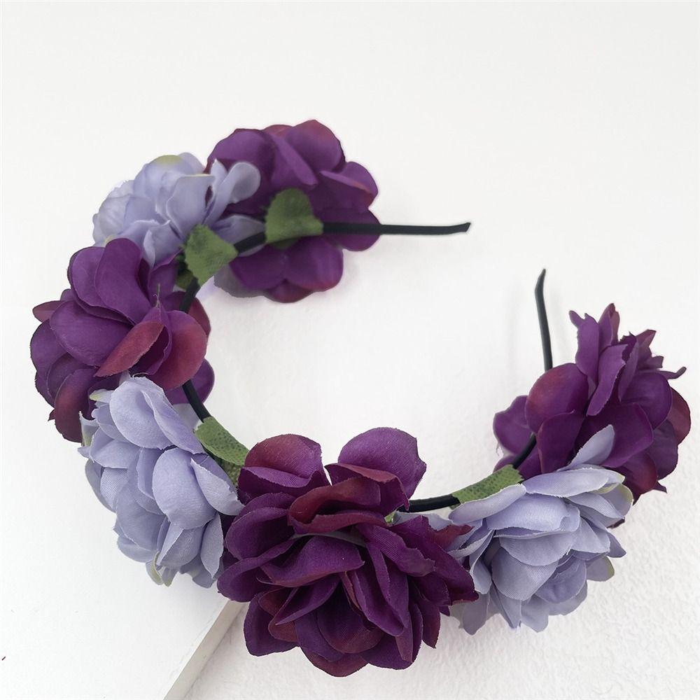 Bohemian Rose Flower Headpiece Photo Props Headwear Fashion Floral Crown Hairband  for Women Girls