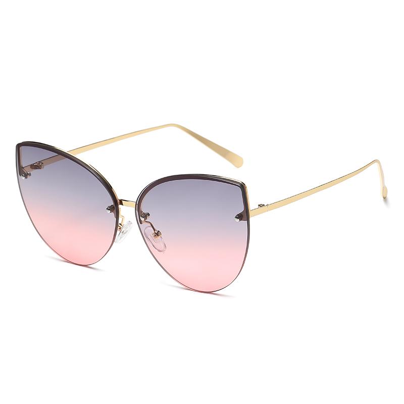 

New Vintage Cat Eye Rimless Sunglasses Metal Frames Cateye Shades Gradient Uv400 Summer Traveling Sun Glasses For Women Uv400 pictures show