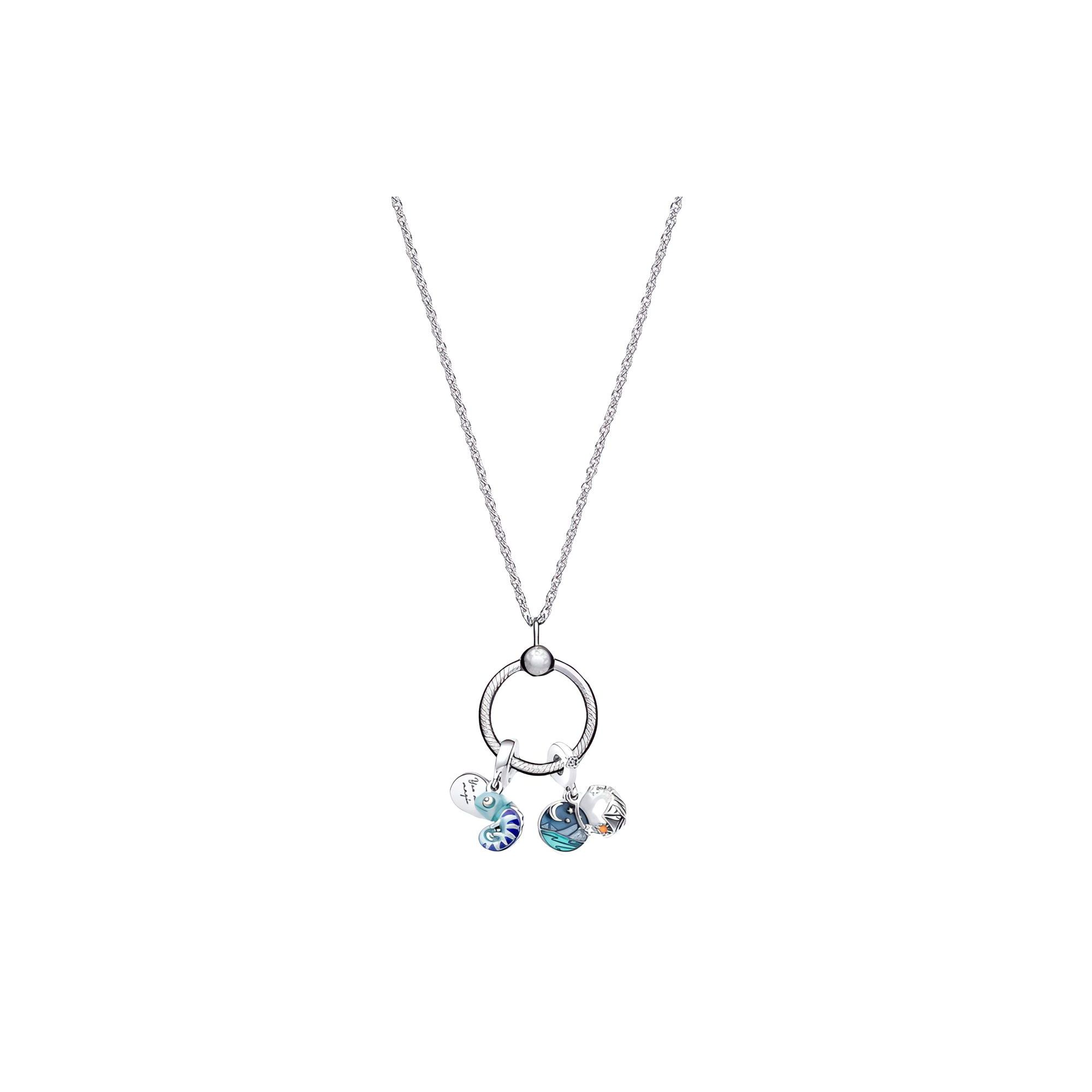 Pandora Star Moon Love Ring 925 Silver Necklace Set Women jewelry ZT2373 Silver,F