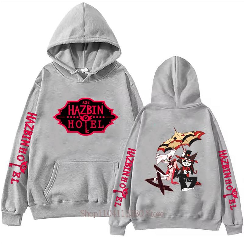 Hazbin Hotel Graphic Print Men Clothing Hoodies Fall Winter Casual Fashion Women Streetwear Long Sleeve Tops Fleece Pullover