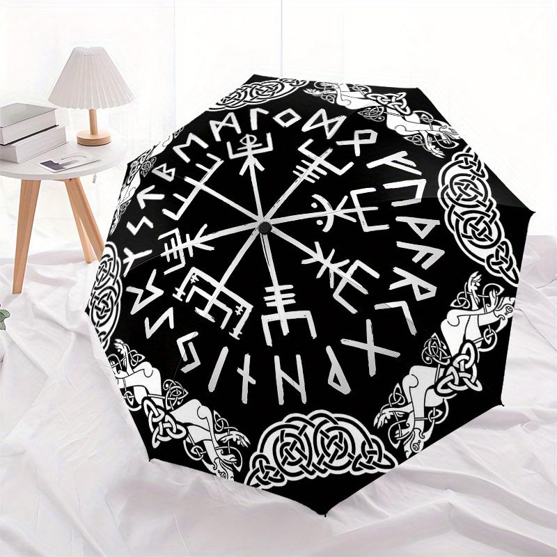 Vegvisir Viking Compass Norse Symbol Decal Waterproof  Umbrella, Portable 3-Fold Umbrella for Men & Women,Christmas Gift ES167