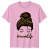 Mom Life Sunflower Headband Messy Bun Graphic Nature TShirt