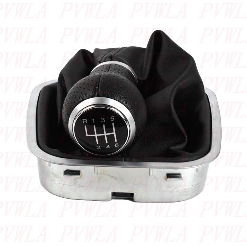 For VW Polo 6R 6C Sedan Hatchback 2011 2012 2013 2014 2015 2016 2017 6 Speed Gear Stick Shift Knob+ Black Line PU Leather Boot