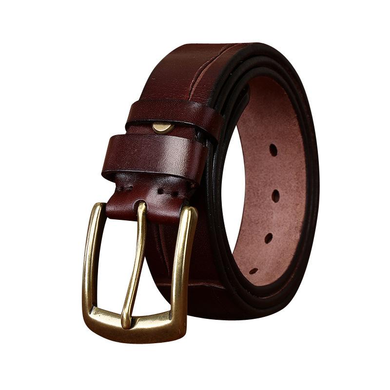 Belt Men's Retro Hand-Made Knife Cutting Leather Pin Buckle Fashion Trendy Unique Thick First Layer Cowhide Man's Belt