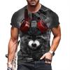 T-Shirt mit 3D-Buchstabendruck für Herren, Tier-T-Shirts, Wolf, große Größe, kurzärmelig, lässiges Oberteil für Herren