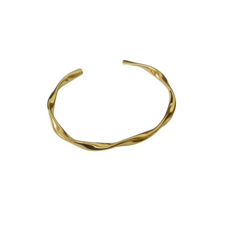 LAYERMOOD [HEART] Gold wave Bangle(925silver)