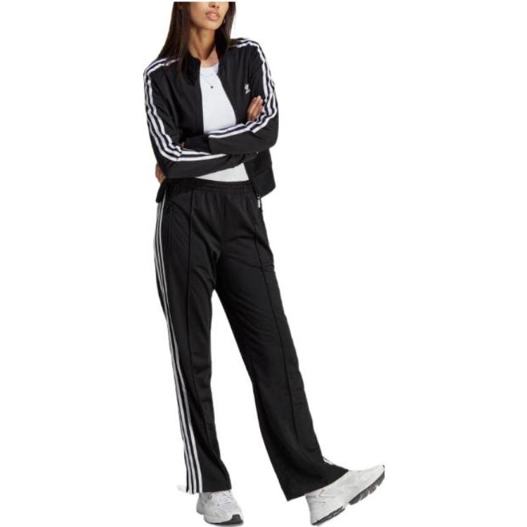 adidas Originals Embroidered Trefoil Logo Zip-Up High Collar Casual Jacket Women Jackets Black IB7405