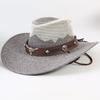 Western Cowboy Hat Men and Women Summer Breathable Sunscreen Visor Hat Big Brim Outdoor Travel Straw Top Hat