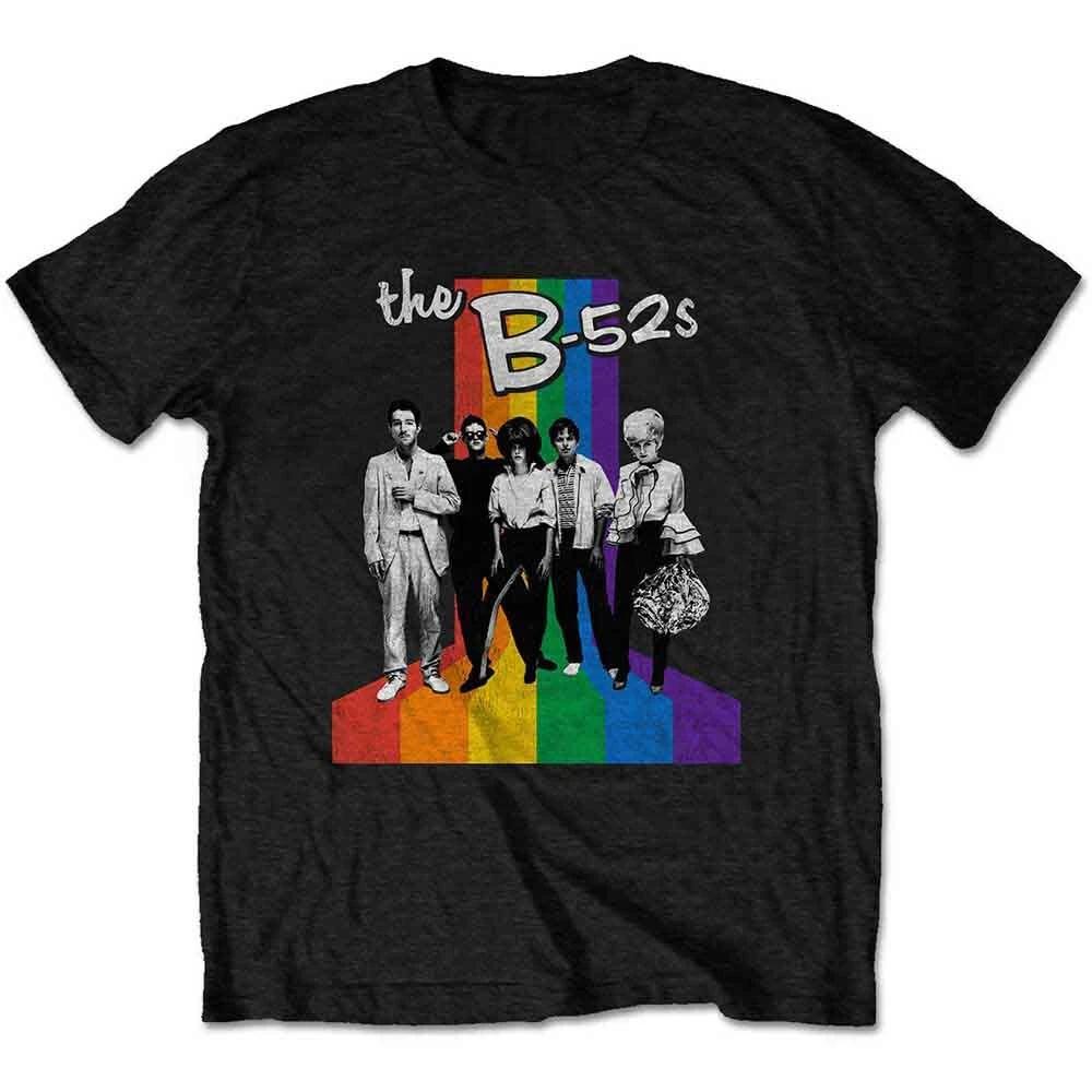 

B52s Rainbow Stripes T-Shirt Black New M