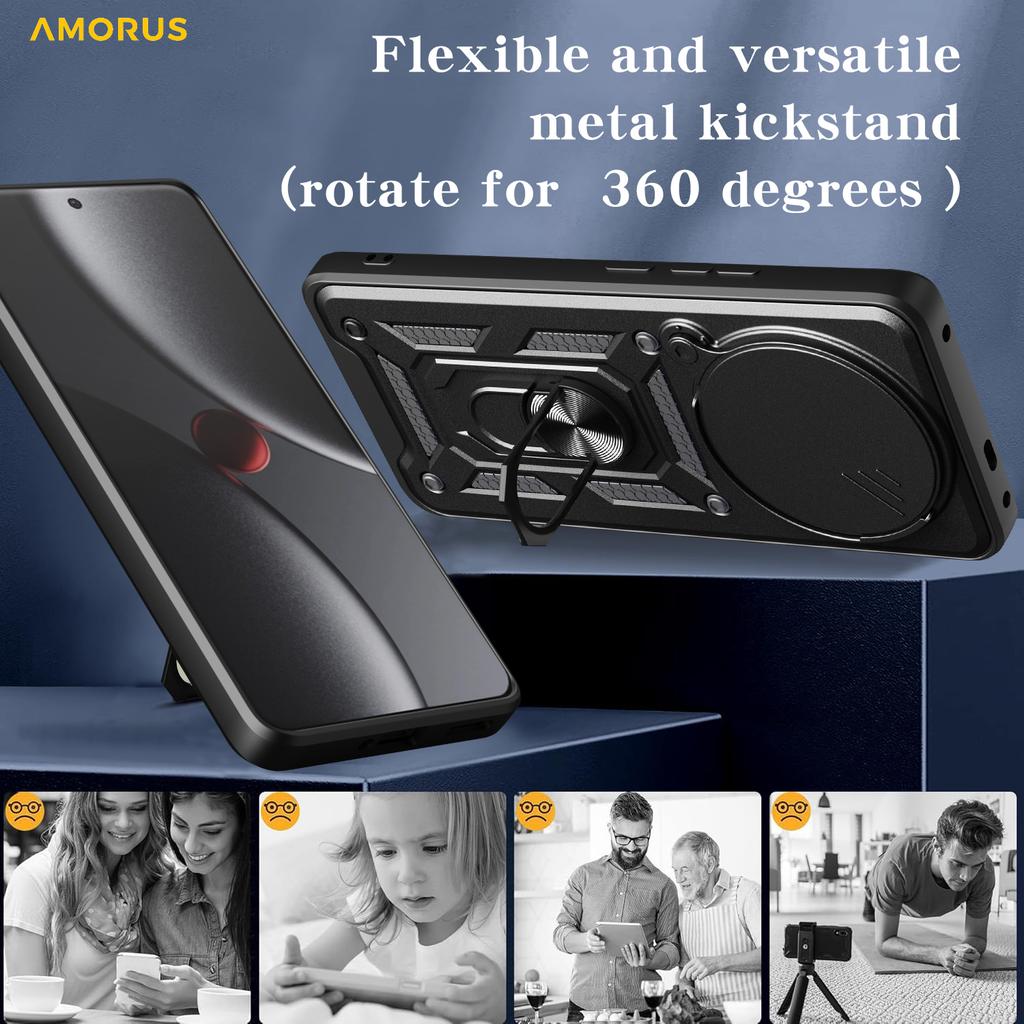 AMORUS For Xiaomi 15 Ultra Case Kickstand PC+TPU Phone Cover with Camera Lens Slider