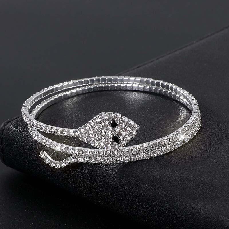 Serpentine rhinestone bracelet banquet full diamond bracelet fashionable exaggerated zircon open bracelet women
