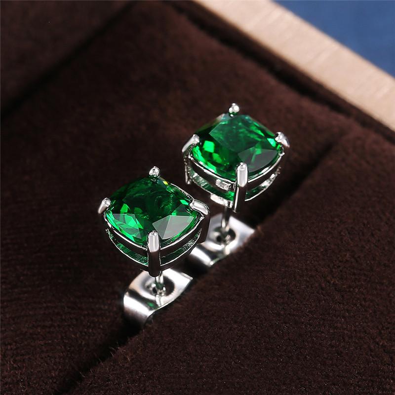 CopperCubic Zirconia Stud Earrings for Women 5 Colors Dazzling CZ Simple Versatile Wedding Band Earring Jewelry