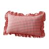 Copricuscino Decorativo a Volant per Divano Letto Quadrato, Federa a Quadri in Cotone con Bordo Arricciato, Cuscini Monocolore 18x18 Pollici 20x12 Copertura Decorativa per