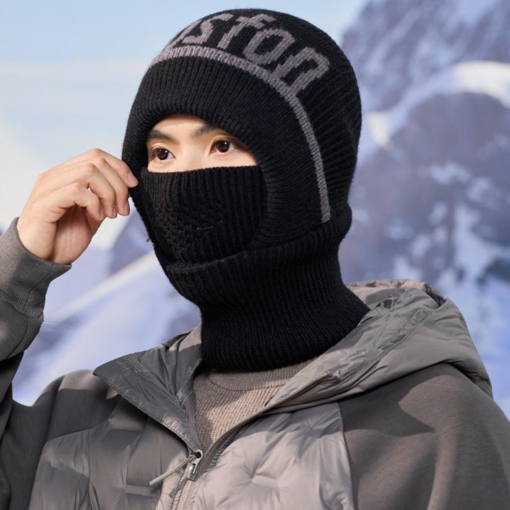 One Size Knitted Balaclava Hat Windproof Fleece Face Mask Hat Windproof Beanie Hat Outdoor Cycling