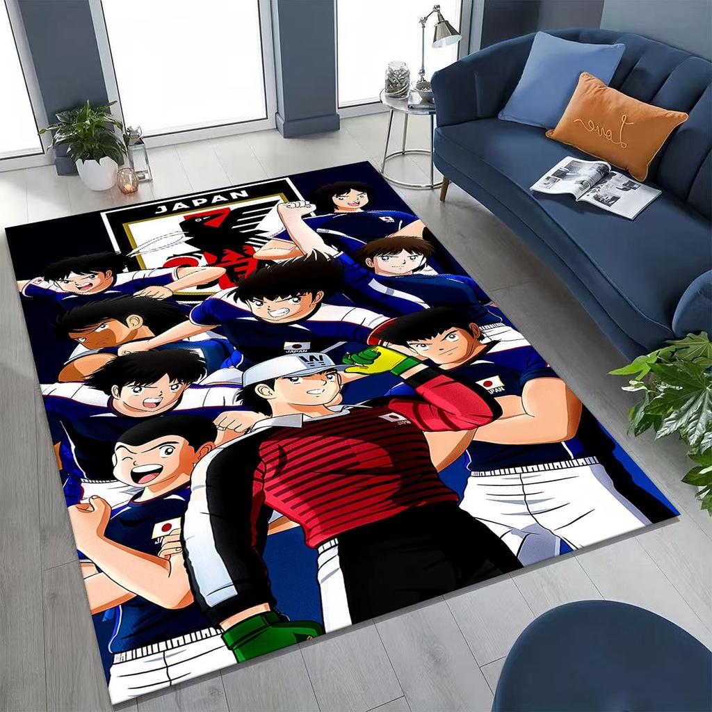 Captain Ozora Tsubasa Cartoon Football Rug for Bedroom Living Room Sofa Home Doormat Decor, Large Kids Play Non-slip Floor Mat