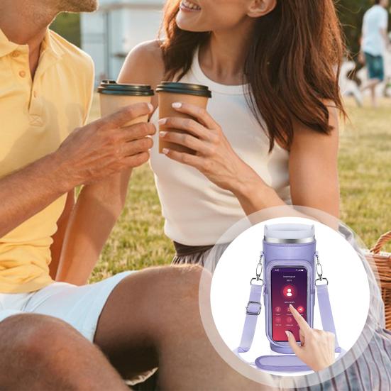 

Чехол-держатель для бутылки с водой с карманом для телефона, регулируемый ремешок, универсальный защитный рукав для стакана