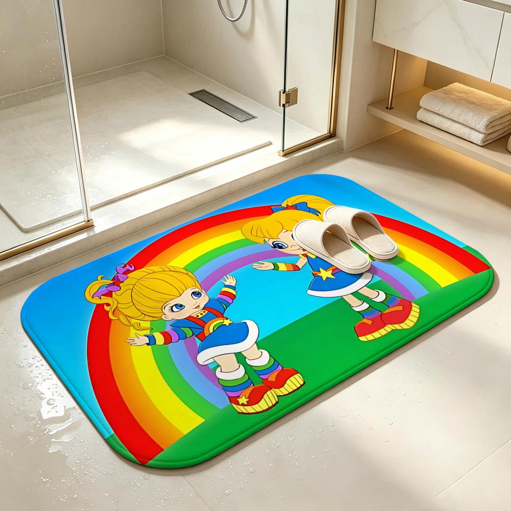 IP-Rainbow BriteS Floor Mat Bedroom Carpet, Bathroom Foot Mat, Doormat, Non-Slip Absorbent Multi-Use