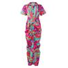 Lässiges, lockeres Damen-Hemdkleid mit V-Ausschnitt und Knopfdruck, langes Hemdkleid