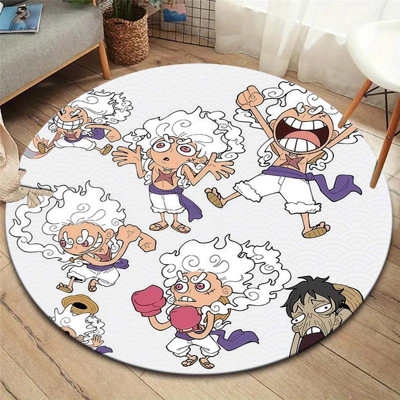 One Piece Gear Round Area Rug Carpet Rug For Living Room Bedroom Sofa Playroom Decor Nonslip Floor Mat