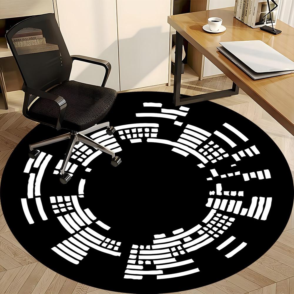 1pc Circle Pattern Office Round Area Rug, Indoor Mat Suitable For Office, Under Office Chairs Bedroom Living Room Home Decor, Room Deco